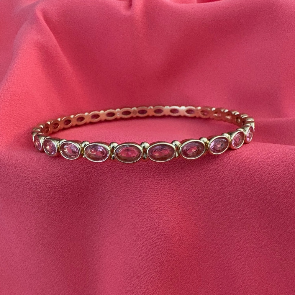 Julie Vos Mykonos Bangle Bracelet Coral 24 Gold Plated NWOT / Large